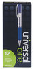A Picture of product UNV-39913 Universal™ Comfort Grip® Clear Barrel Retractable Gel Ink Roller Ball Pen Medium 0.7 mm, Blue Clear/Blue Dozen