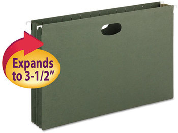 Smead™ Hanging Pockets with Full-Height Gusset 1 Section, 3.5" Capacity, Legal Size, Standard Green, 10/Box