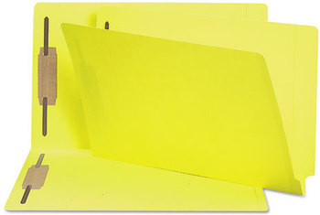 Smead™ Heavyweight Colored End Tab Fastener Folders 0.75" Expansion, 2 Fasteners, Legal Size, Yellow Exterior, 50/Box