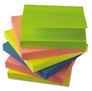 A Picture of product UNV-35612 Universal® Self-Stick Note Pads 3" x Assorted Neon Colors, 100 Sheets/Pad, 12 Pads/Pack