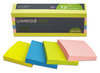 A Picture of product UNV-35612 Universal® Self-Stick Note Pads 3" x Assorted Neon Colors, 100 Sheets/Pad, 12 Pads/Pack