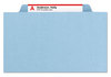 A Picture of product SMD-14081 Smead™ Six-Section Pressboard Top Tab Pocket-Style Classification Folders with SafeSHIELD® Coated Fasteners 6-Section Pocket 6 2 Dividers, Letter Size, Blue, 10/Box