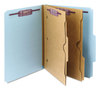 A Picture of product SMD-14081 Smead™ Six-Section Pressboard Top Tab Pocket-Style Classification Folders with SafeSHIELD® Coated Fasteners 6-Section Pocket 6 2 Dividers, Letter Size, Blue, 10/Box