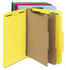 A Picture of product UNV-10317 Universal® Deluxe Six-Section Colored Pressboard End Tab Classification Folders 2 Dividers, 6 Fasteners, Letter Size, Green, 10/Box