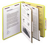 A Picture of product SMD-14034 Smead™ Six-Section Colored Pressboard Top Tab Classification Folders with SafeSHIELD® Coated Fasteners Six 2 Dividers, Letter Size, Yellow, 10/Box