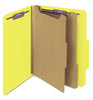 A Picture of product SMD-14034 Smead™ Six-Section Colored Pressboard Top Tab Classification Folders with SafeSHIELD® Coated Fasteners Six 2 Dividers, Letter Size, Yellow, 10/Box