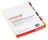 A Picture of product UNV-21870 Universal® Insertable Tab Index 5-Tab, 11 x 8.5, Buff, Assorted Tabs, 6 Sets