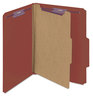 A Picture of product SMD-13775 Smead™ Pressboard Classification Folders with SafeSHIELD® Coated Fasteners Four 2/5-Cut Tabs, 1 Divider, Letter Size, Red, 10/Box