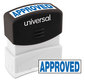 A Picture of product UNV-10043 Universal® Pre-Inked One-Color Stamp Message APPROVED, Blue