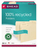 A Picture of product SMD-10339 Smead™ 100% Recycled Manila Top Tab File Folders 1/3-Cut Tabs: Assorted, Letter Size, 0.75" Expansion, 100/Box