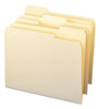 A Picture of product SMD-10339 Smead™ 100% Recycled Manila Top Tab File Folders 1/3-Cut Tabs: Assorted, Letter Size, 0.75" Expansion, 100/Box