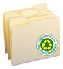 A Picture of product SMD-10339 Smead™ 100% Recycled Manila Top Tab File Folders 1/3-Cut Tabs: Assorted, Letter Size, 0.75" Expansion, 100/Box