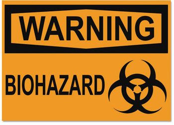 Headline® OSHA Safety Signs,  WARNING BIOHAZARD, Orange/Black, 10 x 14