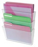 A Picture of product UNV-53682 Universal® Wall Files 3 Sections, Letter Size, 13" x 4" 14", Clear, 3/Set