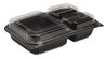 A Picture of product 967-054 SOLO® Cup Company Hinged-Lid Dinner Box,  3-Comp, Black/Clear, 32oz, 11 1/2w x 8.05d x 2.95h, 100/Carton