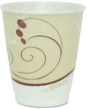 SOLO® Cup Company Trophy® Plus™ Dual Temperature Insulated Cups in Symphony® Design,  8oz, Beige, 100/Pack
