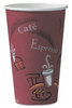 A Picture of product SCC-OF16BI SOLO® Cup Company Paper Hot Drink Cups in Bistro® Design,  Paper, 16oz, Maroon, 300/Carton