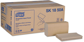 Tork® Singlefold Folded Paper Towels,  Natural, 10 1/4 x 9 1/8, 1-Ply, 250/Pack, 16 Packs/Carton