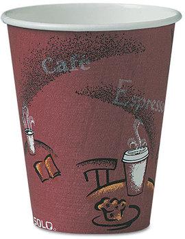 SOLO® Cup Company Paper Hot Drink Cups in Bistro® Design,  Paper, 8oz, Maroon, 500/Carton