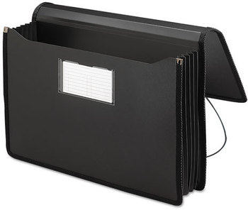 Smead™ Poly Premium Wallets 5.25" Expansion, 1 Section, Elastic Cord Closure, Legal Size, Black