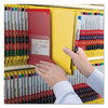 A Picture of product SMD-26789 Smead™ End Tab Colored Pressboard Classification Folders with SafeSHIELD® Coated Fasteners Six 2" Expansion, 2 Dividers, Letter Size, Yellow, 10/Box