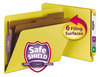 A Picture of product SMD-26789 Smead™ End Tab Colored Pressboard Classification Folders with SafeSHIELD® Coated Fasteners Six 2" Expansion, 2 Dividers, Letter Size, Yellow, 10/Box