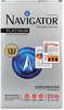 A Picture of product SNA-NPL1420 Navigator® Platinum Paper,  99 Brightness, 20lb, 8-1/2 x 14, White, 5000/Carton