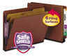 A Picture of product SMD-26860 Smead™ End Tab Pressboard Classification Folders With SafeSHIELD® Coated Fasteners Six 2" Expansion, 2 Dividers, Letter Size, Red, 10/Box