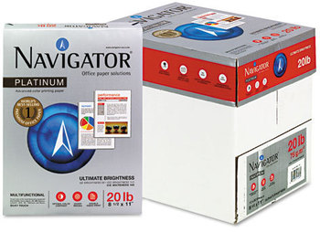 Navigator® Platinum Paper,  99 Brightness, 20lb, 8-1/2 x 11, White, 2500/Carton