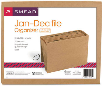 Smead™ Indexed Expanding Kraft Files 12 Sections, Elastic Cord Closure, 1/12-Cut Tabs, Letter Size,