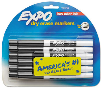 EXPO® Low-Odor Dry-Erase Marker,  Fine Point, Black, Dozen