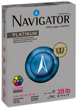 Navigator® Platinum Paper,  99 Brightness, 28lb, 8-1/2 x 11, White, 500 Sheets/Ream