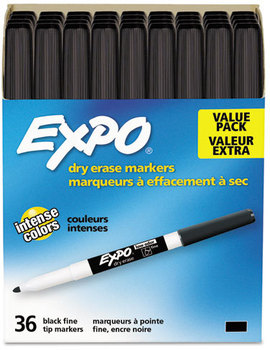 EXPO® Low-Odor Fine Point Dry-Erase Markers. Black. 36 markers.