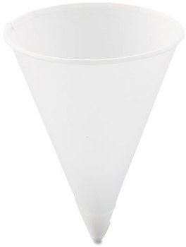 SOLO® Cup Company Cone Water Cups,  Paper, 4oz, Rolled Rim, White, 200/Bag, 25 Bags/Carton