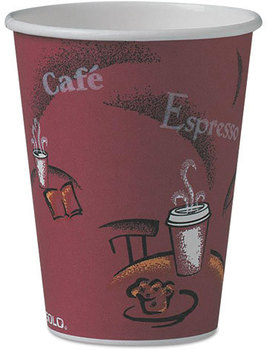 SOLO® Cup Company Paper Hot Drink Cups in Bistro® Design,  Paper, 12oz, Maroon, 50/Pack