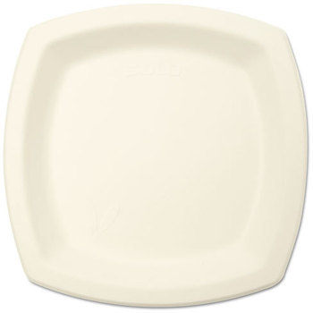 Bare® by Solo® Eco-Forward® Sugarcane (Bagasse) Dinnerware Plates. 6.7 in. Ivory. 125/sleeve, 8 sleeves/case.