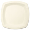 A Picture of product SCC-6PSC2050 Bare® by Solo® Eco-Forward® Sugarcane (Bagasse) Dinnerware Plates. 6.7 in. Ivory. 125/sleeve, 8 sleeves/case.