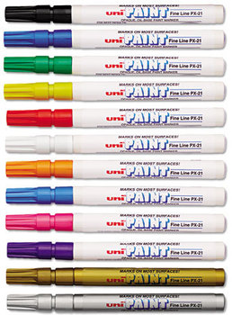 Sanford® uni®-Paint Permanent Marker,  Fine Point, Assorted, 12/Set