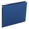 A Picture of product SMD-64057 Smead™ Colored Hanging File Folders with 1/5 Cut Tabs Letter Size, 1/5-Cut Navy, 25/Box