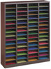 A Picture of product SAF-9331MH Safco® E-Z Stor® Wood Literature Organizers,  60 Slots, 40x11 3/4x52 1/4, Mahogany, 2 Boxes