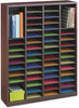 A Picture of product SAF-9331MH Safco® E-Z Stor® Wood Literature Organizers,  60 Slots, 40x11 3/4x52 1/4, Mahogany, 2 Boxes