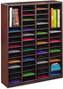 A Picture of product SAF-9331MH Safco® E-Z Stor® Wood Literature Organizers,  60 Slots, 40x11 3/4x52 1/4, Mahogany, 2 Boxes