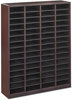 A Picture of product SAF-9331MH Safco® E-Z Stor® Wood Literature Organizers,  60 Slots, 40x11 3/4x52 1/4, Mahogany, 2 Boxes