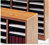 A Picture of product SAF-9331MH Safco® E-Z Stor® Wood Literature Organizers,  60 Slots, 40x11 3/4x52 1/4, Mahogany, 2 Boxes