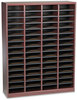 A Picture of product SAF-9331MH Safco® E-Z Stor® Wood Literature Organizers,  60 Slots, 40x11 3/4x52 1/4, Mahogany, 2 Boxes