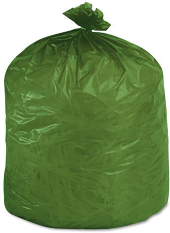 Controlled Life-Cycle Plastic Trash Bags, 33 gal, 1.1 mil, 33 x 40, Green,  40/Box - Supply Box