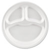 A Picture of product SCC-FSF9CW SOLO® Cup Company Basix® Foam Dinnerware,  Plate, 9" dia, 3 Compartment, White, 500/Carton