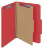 A Picture of product SMD-18731 Smead™ Four-Section Colored Pressboard Top Tab Classification Folders with SafeSHIELD® Coated Fasteners Four 1 Divider, Legal Size, Bright Red, 10/Box