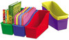 A Picture of product STX-70105U06C Storex Interlocking Plastic Book Bins. 4 3/4 X 12 5/8 X 7 in. 5 Color Set.