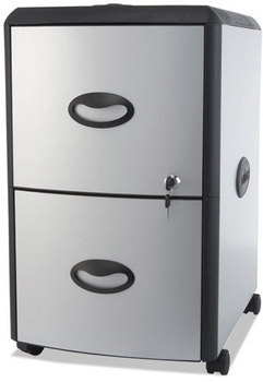 Storex Mobile Filing Cabinet with Metal Siding,  Metal Siding, 19w x 15d x 23h, Silver/Black